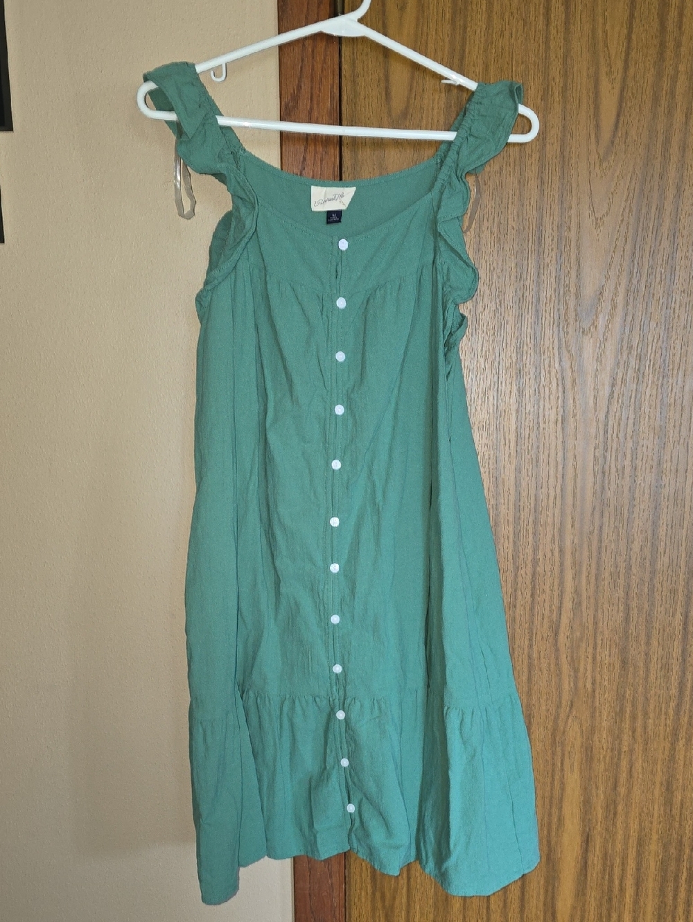 Universal Thread Green Ruffle-Strap Button Front Midi Dress